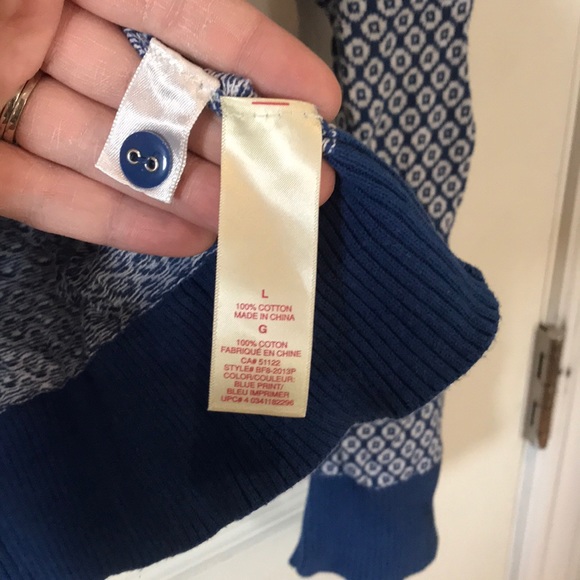 3/$20 Blue and White Patterned Cardigan - Picture 4 of 5